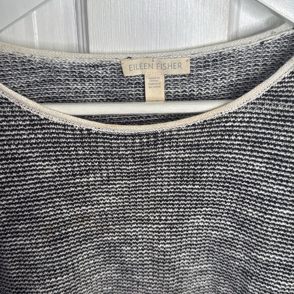 Eileen Fisher Linen Blend Contrast Long Sleeve Top Pullover Sweater W1042 Sz L - Picture 6 of 10